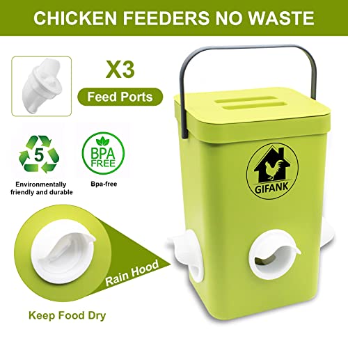 Gifank Chicken Feeder And Waterer Set,3 Gallon Automatic Chicken Feeder No Waste,Hanging Poultry Waterer Feeder Kit With Auto-Fill Cups,Feeding Ports And Nipples Set,Chicken Coop Accessories #TOP1