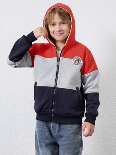 Gihuo Unisex Boy's Girl's Hoodie Sherpa Lined Jacket Zip Up Fleece Hooded Sweatshirt Winter Warm Coat Outerwear 4-12Y4