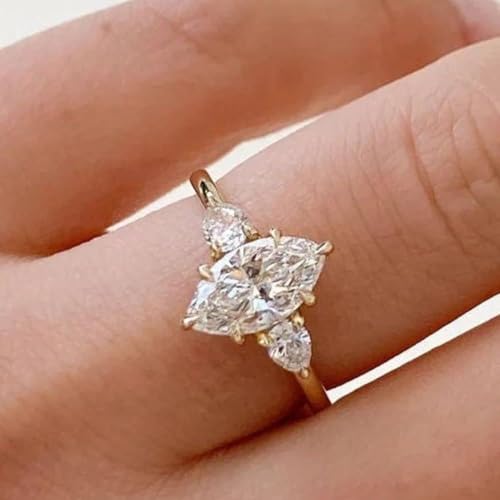 AARK & CO 1.50Ct Marquise Cut Lab Created Diamond Solitaire Woman's Engagement Ring 14K Yellow Gold Finish2