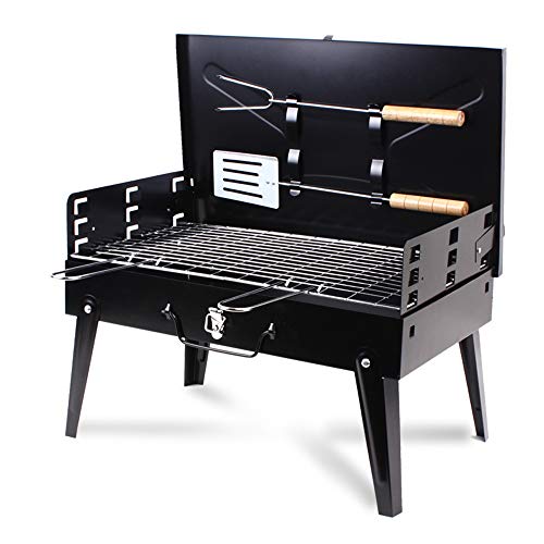 LSHOME Mini Charcoal Barbecue Grill Portable Foldable BBQ Grill Stainless Steel for Camping Home Festival Garden Picnic Party(for 3-5 Persons)