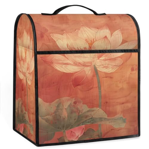 Coffee Maker Cover Vintage Lotus Flower Kitchen Appliance Covers Small Appliance Covers Blender Cover Juicer Cover Dust Covers for Kitchen Appliances with Top Handle and Pockets,Washable,B972