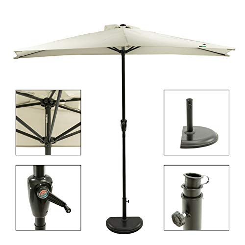 MaxxGarden Parasol voor de tuin, wandmontage, Ø 270 cm, halve parasol, kleur grijs, set met extra sokkel - Afbeelding 5