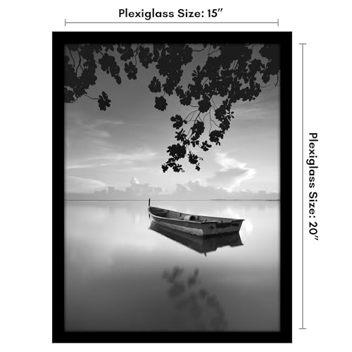 Americanflat 15x20 Picture Frame with Polished Plexiglass - Black Picture Frame - Wide Photo Frames Made of Engineered Wood for Vertical or Horizontal Wall Display - Epic Collection - Black