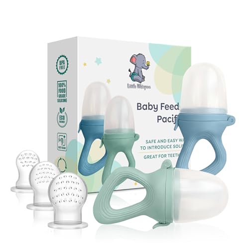 Image of LittleWhispers Baby Fruit & Food Feeder Pacifier - Pacifier Feeders for Fresh Fruit or Frozen Breastmilk - Infant Teething Relief - Set of 2