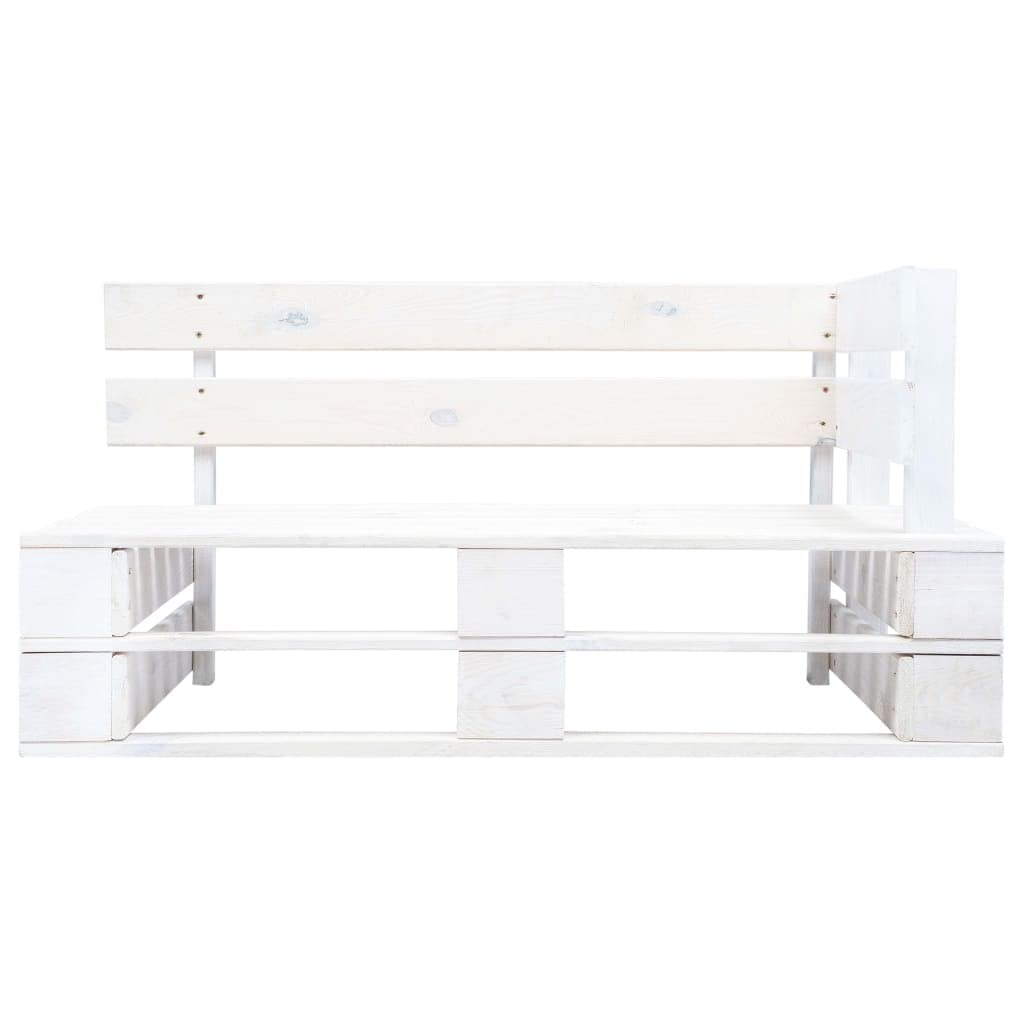 Banco de exterior estilo palé, banco esquinero de madera blanca para terraza, banco esquinero de jardín, diseño de paletas de madera de pino tratada a presión, duradero y resistente a la