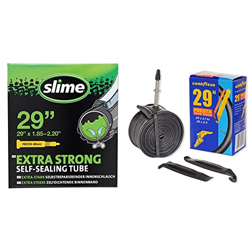 Slime 30043 Bike Inner Tube With Slime Puncture Sealant, Extra Strong, Self Sealing, Prevent And Repair, Presta Valve, 29" X 1.85-2.20" & Goodyear 48Mm Presta Valve Bicycle Tube, 29 X 2.1-2.4 #TOP10