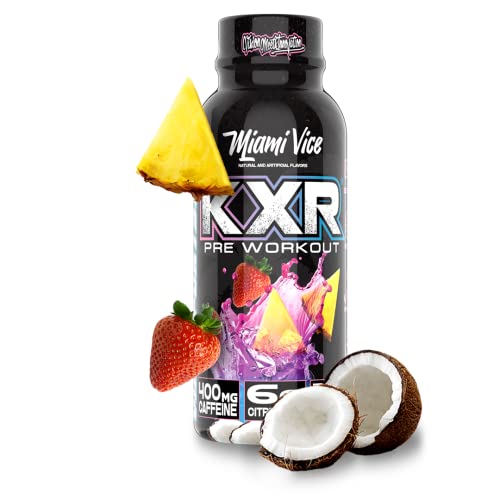 Image of VMI Sports KXR High Stimulant Pre-Workout Energy Ready to Drink 400mg Caffeine, 6g Citrulline, 3.2g Beta-Alanine | Delicious - Convenient - Powerful | 12.5 oz Bottles (Miami Vice, 12 Bottles)