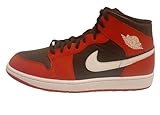 NIKE Air Jordan 1 Mid - Zapatillas deportivas para hombre, Negro Blanco Rojo Fuego, 45.5 EU