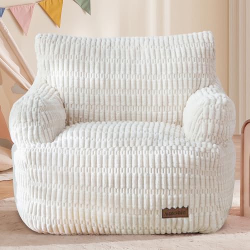 Image of MAXYOYO Bean Bag Chair for Kids, Toddler Bean Bag Sofa with Armrest, Comfy Lazy Chair with Convenient Pockets, Floor Sofa with Filler for Gaming, Reading, Beige