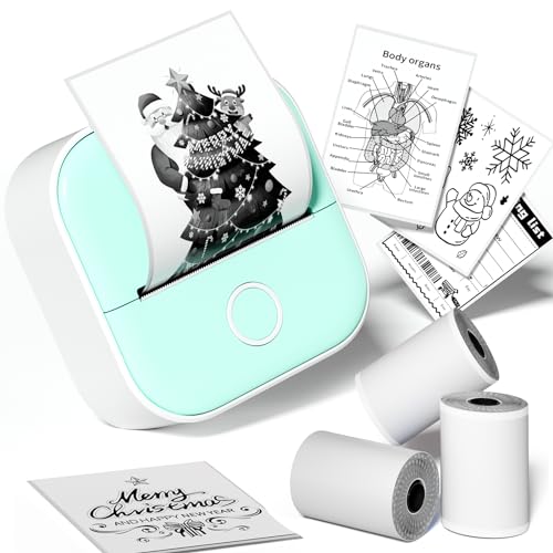 Print Pod Mini Printer T02, Sticker Printer with 3 Paper Rolls, Bluetooth Thermal Printer, Inkless Sticker Maker Machine for Birthday Giftware, Journal, Note, Plan, Early Education