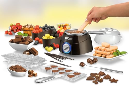 Foto von Unold 48667 Chocolatier, Schokobrunnen, Schokofondue Inkl. 6 Gießformen, 25 W, 2 Heizstufen, zum Schmelzen von Kuvertüre, Pralinenherstellung, Warmhalten (braun/silber)