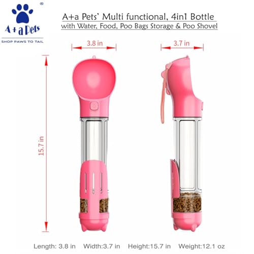 Image of A+a Pets' Set of 3 Water Bottle(500ml), Dry Shampoo(250ml), Microfiber Towel | Quick Clean | Travel | Poo Bags | Treats | Easy to Carry | Combo Gift for Dogs & Cats