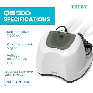 INTEX Krystal Clear Saltwater Pool Chlorine System for Above Ground Pools up to 7,000 Gallons, Pool Cleaner with Automatic Timer and Self Cleaning