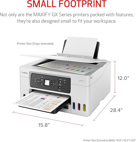Image of Canon MAXIFY GX3020 MegaTank MFP Color Printer for Home Office, Small Business, Reports, Labels and Efficient Wireless Printing (5777C002) + Printer Cable + Cleaning Kit + More (9pc Bundle)