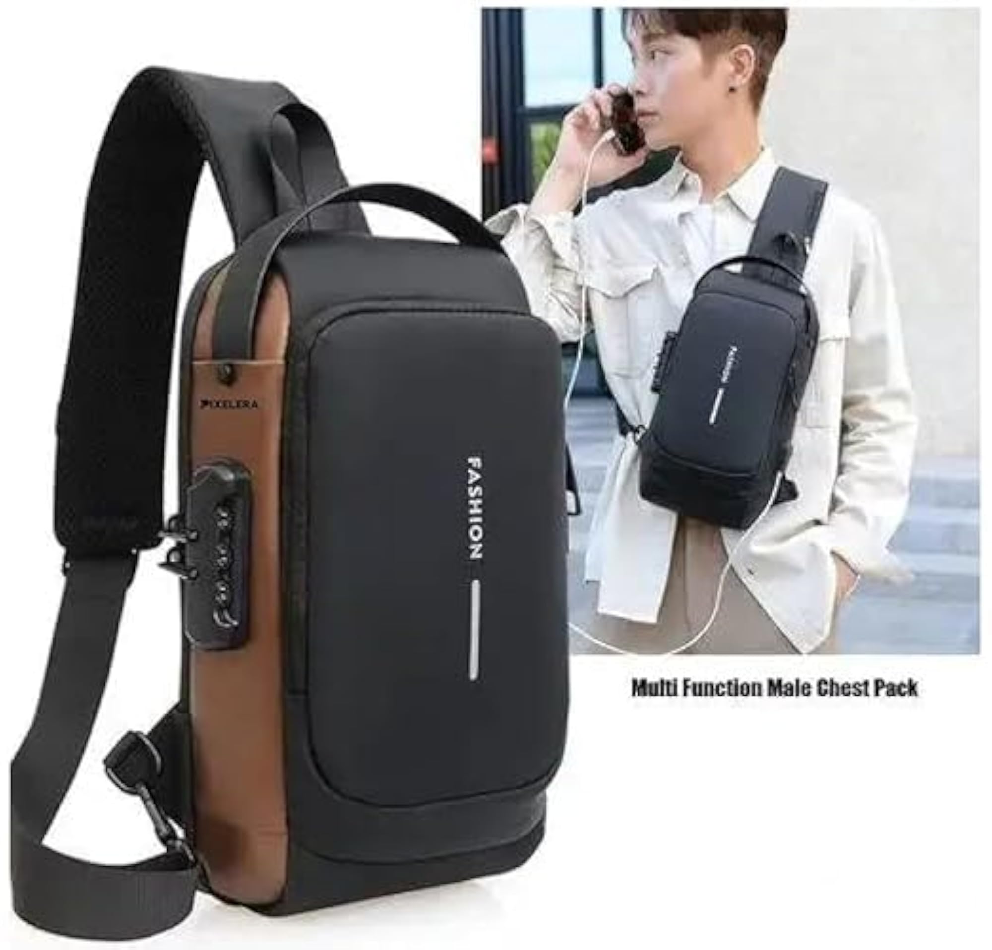 Men's Anti-Theft Sling Bag, Waterproof Crossbody Backpack