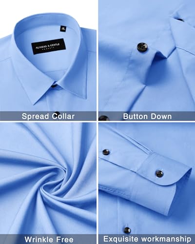 Image of Alimens & Gentle Men's Dress Shirts Long Sleeve Wrinkle Free Stretch Business Casual Wedding Button Down Shirt