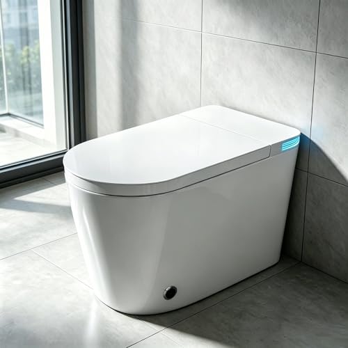Image of TOTTE Smart Toilet with Bidet Built-in, Auto Open /Close Lid, Auto Power 1000g MaP Flush, 1.28 GPF, One Piece Elongated Toilet with Instant Warm Water & Warm Air Dryer, Built-in Aroma