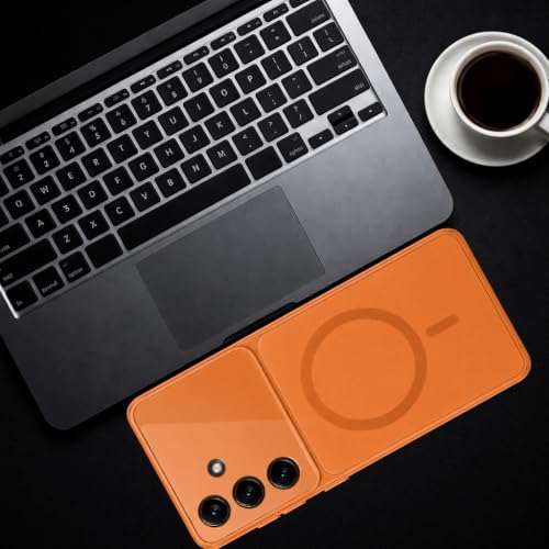 Image of SHINESTAR Luxury Matte Glass Magnetic Phone Case for Samsung Galaxy S26 5G | Wireless Charging Support | Camera Lens Protection | Shockproof Slim Protective Back Cover | Orange
