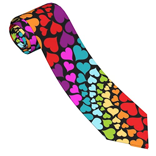 Herren Neuheit Krawatte Lustige Krawatten Formal Business Mode Krawatten für Herren Erwachsene Teenager, Regenbogenfarbene Liebesherzen, Einheitsgröße Cover