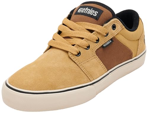 Image of Etnies Barge LS - Classic Skate Look, Slim Vulcanized Silhoutte, Hefty Armored Collar, Reinforced Vulc - Color TAN /Brown /Orange - Size 6.5