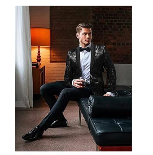 Mens Wedding Sequin Blazer Christmas Tuxedo Shiny Suit Jacket for Men Party4
