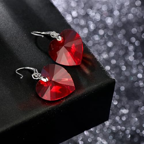 Austrian Crystal Heart Dangle Hook Earrings for Women Drop Earrings 14K Gold Plated Hypoallergenic Jewelry3