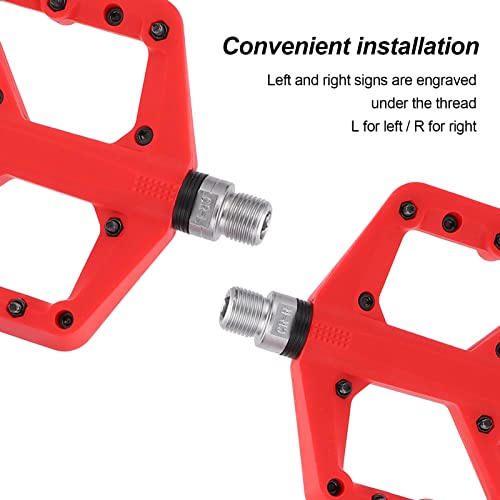 Bike Pedal Anti Slip Nylon Fiber Bicycle Platform Flat Pedals Durable Lightweight Non Skid for Mountain Road City Bikes Black Red 1 Pair3