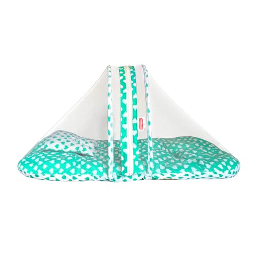 Image of VParents Rosy Green Cotton Bedding Set & Mosquito Net