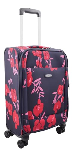 Valise cabine extensible House Of Leather bleu marine à motif floral