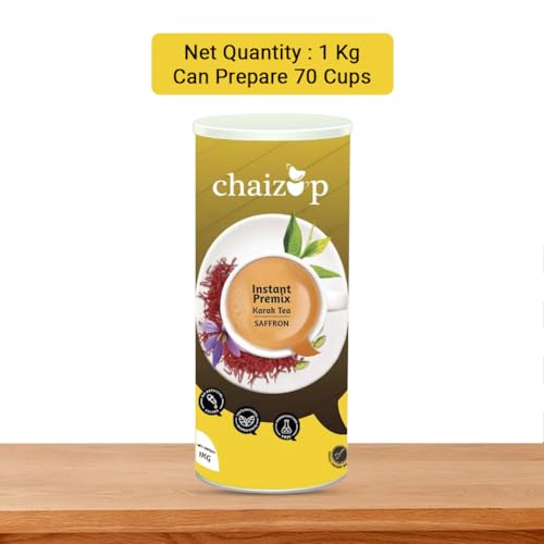 Image of Chaizup Premium 1 Min Instant Saffron Tea Premix - 1kg Can | Saffron Flavours | Approx. 72 Servings | 1kg