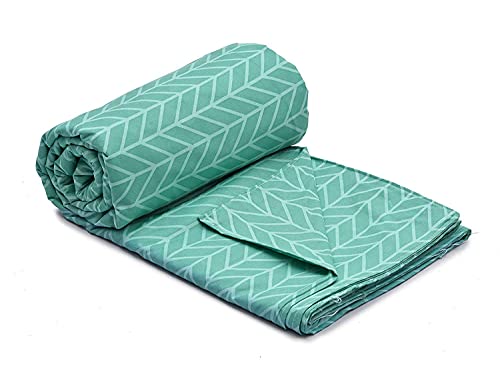 Image of MORADO Premium Glace Cotton Single Bed Quilt Cover /Duvet Cover /Rajai Cover /Blanket Cover with Zipper (GreenZigZag, 60x90 Inches)