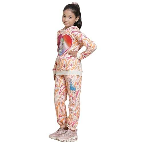 Image of Kidsville Frozen Printed Regular Fit Co-Ord Set For Girls