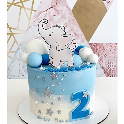26 Pcs Elephant Cake Toppers Babysbreath Flower Ball Cake Decorations For Birthday Oh Baby Party Supplies #TOP2