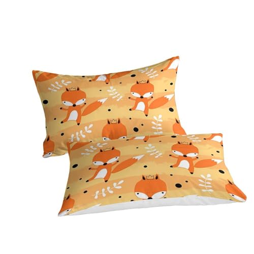 Housses de couettes imprimé 3D renard couronne microfibre double