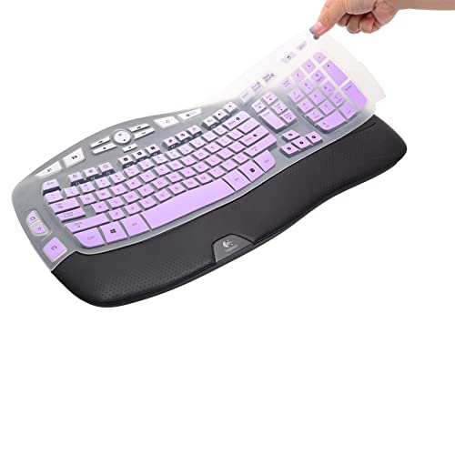 Keyboard Cover For Logitech K350 Mk550 Mk570 Wireless Wave Keyboard,Waterproof Silicone Keyboard Protector Skin For Logitech K350 Mk550 Mk570 Keyboard Protective Accessories(Gradient Purple) #TOP10