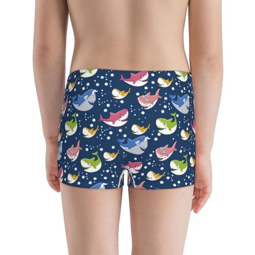 Boys' Cotton Boxer Brief Soft Underwear-Colorful Cartoon Shark3