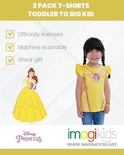 Image of Disney Girls' 2-Pack Short Sleeve T-Shirts Toddler to Big Kid