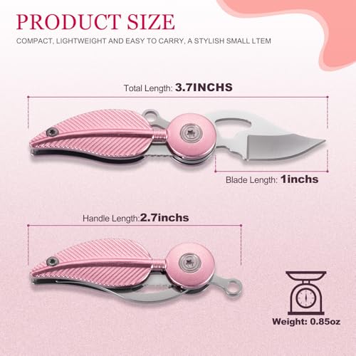 Image of Little World Pink Box Cutter for Women /Girls - Cute Pocket Knife with Keychain, Cute Box Cutter for Women, EDC Keychain Mini Knife, Everyday Carry Utility Tool & Gift (1 Pcs)