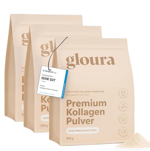 Gloura Premium Kollagen Pulver, 100 % reines Collagen Hydrolysat, 500g
