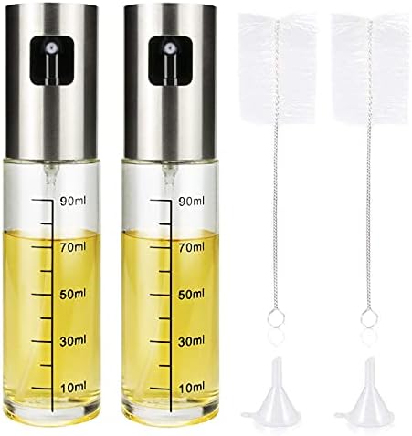 Olive Oil Sprayer for Cooking, 2-Pack 100ml Oil Spray Bottle,Oil Mister for Air Fryer,Stainless Steel Oil Sprayer for BBQ, Salad, Baking, Roasting, Grilling, Kitchen Gadgets