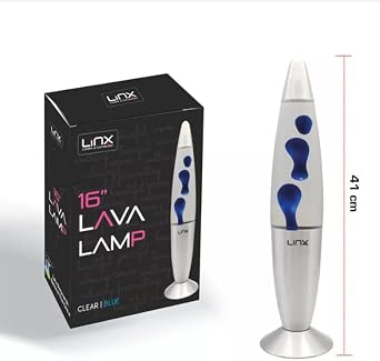 16” Aluminum Wax Lamp – Retro Decorative Mood Light - Perfect for Bedroom Desk & Living Room Fun Novelty Gadget for Relaxation Home Decoration and Gift for Retro & Vintage Light (Clear/Blue)