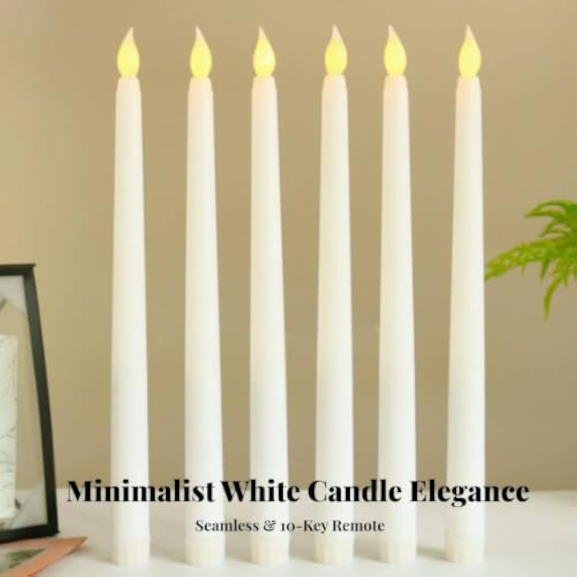 6 Pieces Flickering LED Taper Candle with Wireless Controller