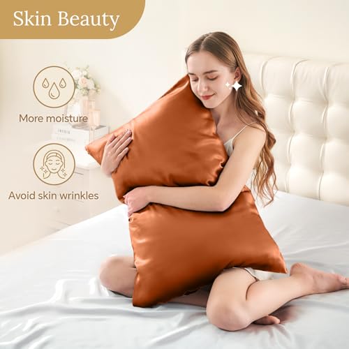 Image of INFIIXSO Silk Pillowcase Orange 1PC 20 inchx30 inch