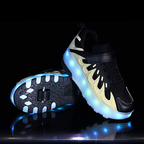 Kids USB Charging Led Light Up Shoes Breathable Mesh Double Wheels Roller Skate Shoes Sneakers for Boys Girls2