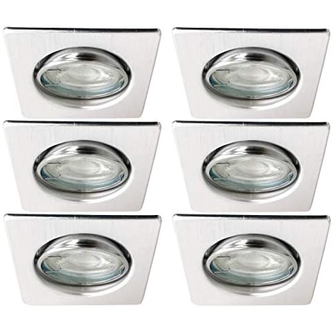 Trango 6 Set LED recessed Spotlight Aluminum Square TG6729-069SGUCOBSD incl. 3 Steps dimmable LED Bulbs 3000K Warm White recessed Light, Ceiling spot, recessed spot, Ceiling Light, Ceiling spotlights Cover