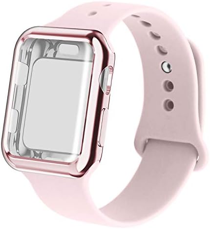 RUOQINI Smartwatch Band with Case Compatiable for Apple Watch Band, Silicone Sport Band and TPU Case for Series 5/4/3/2/1