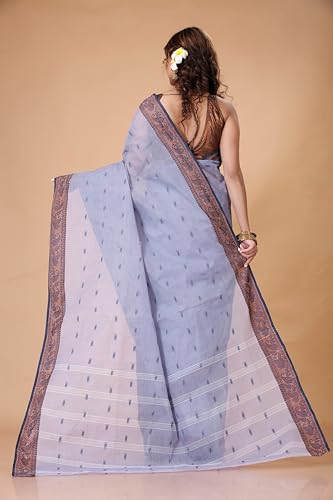 Image of Women's Traditional Bengal Tant Pure Cotton Design Border & Butta Tant Saree Without Blouse Piece