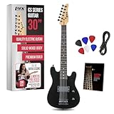 LyxPro CS 30” Electric Guitar Kit for Beginner, Intermediate & Pro Players with Guitar, Amp Cable, 6 Picks & Learner’s Guide | Solid Wood Body, Volume/Tone Controls, 5-Way Pickup - Black