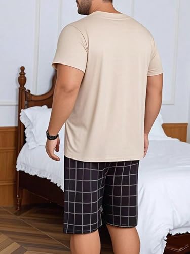 Verdusa Men's Plus Size 2 Piece Plaid Pajama Set Pj Sets T Shirts Lounge Set with Shorts2