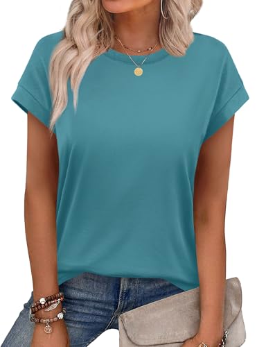 Image of Alaroo Womens Summer Tops Short Sleeve Shirts Crew Neck Cute Trendy Tunic Blouses (S-3XL)